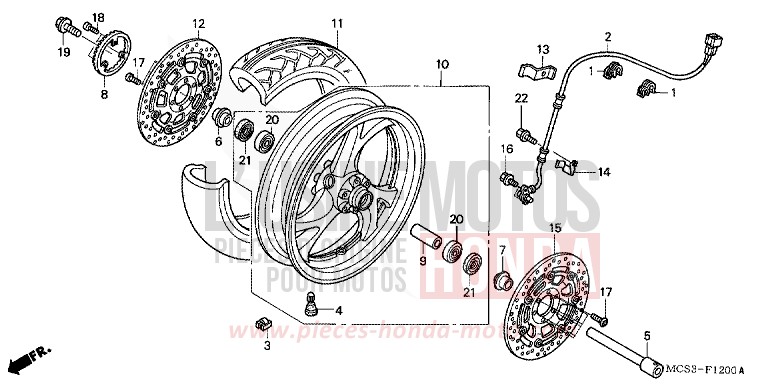 FRONT WHEEL for ST1300 AMAZONA GREEN METALLIC (BG125) from 2002