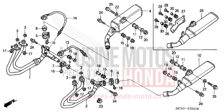 EXHAUST MUFFLER for ST1300 CANDY AMBASSADOR RED (R275) from 2002