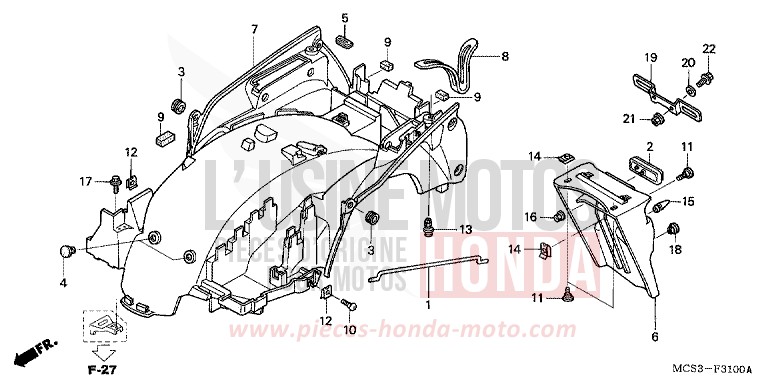 REAR FENDER for ST1300 CANDY AMBASSADOR RED (R275) from 2002