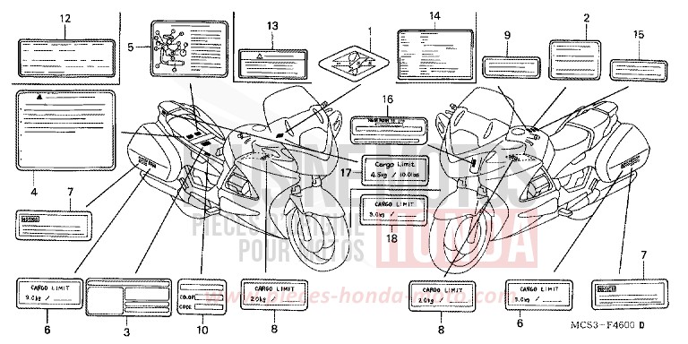 CAUTION LABEL for ST1300 TOWER SILVER METALLIC (NH478) from 2002