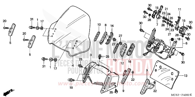 WINDSCREEN for ST1300 DIGITAL SILVER METALLIC (NHA30) from 2004