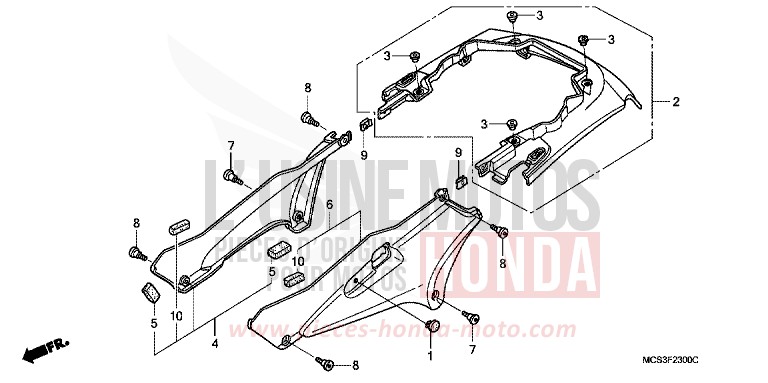 SIDE COVER/REAR COWL for ST1300 PEARL CORONADO BLUE (PB255) from 2004