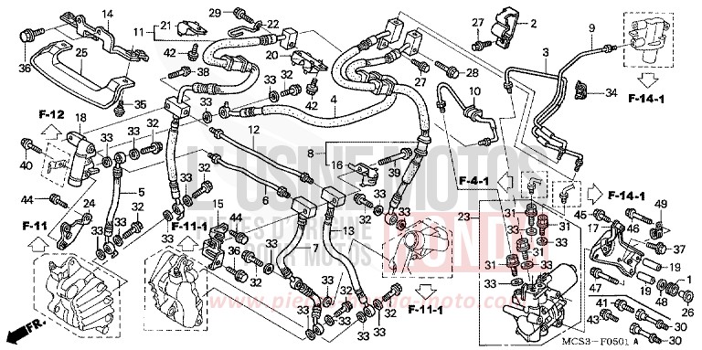 FRONT BRAKE HOSE (ST1300A) for ST1300 SHASTA WHITE (NH138) from 2004