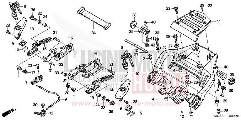 GRAB RAIL for ST1300 ACHILLES BLACK METALLIC-U (NH124) from 2006