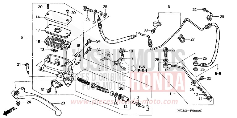 CLUTCH MASTER CYLINDER for ST1300 CANDY GRACEFUL RED-U (R151) from 2006