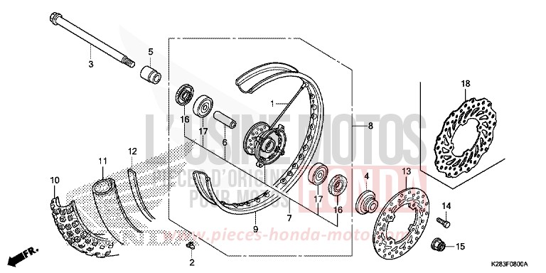 FRONT WHEEL for CRF125 EXTREME RED (R292) from 2017