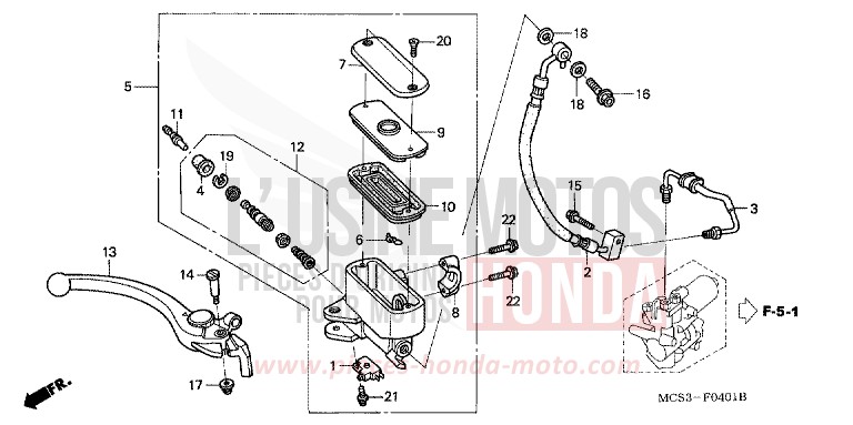 FR. BRAKE MASTER CYLINDER (ST1300A) for ST1300 DIGITAL SILVER METALLIC (NHA30) from 2006