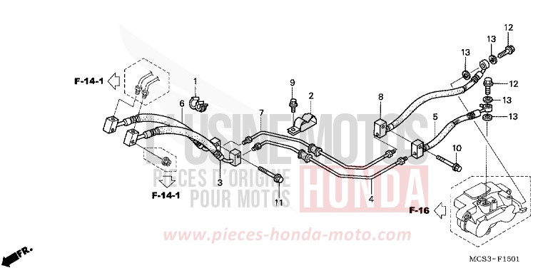 REAR BRAKE HOSE (ST1300A) for ST1300 DIGITAL SILVER METALLIC (NHA30) from 2006
