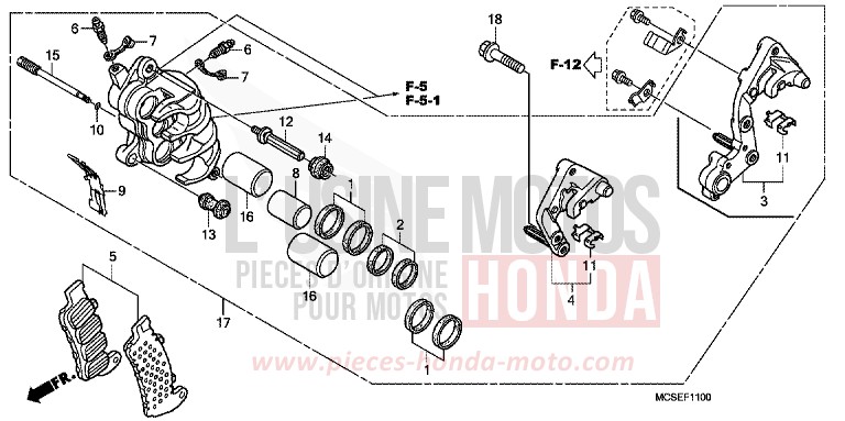 RIGHT FRONT BRAKE CALIPER for ST1300 ACHILLES BLACK METALLIC-U (NH124) from 2008