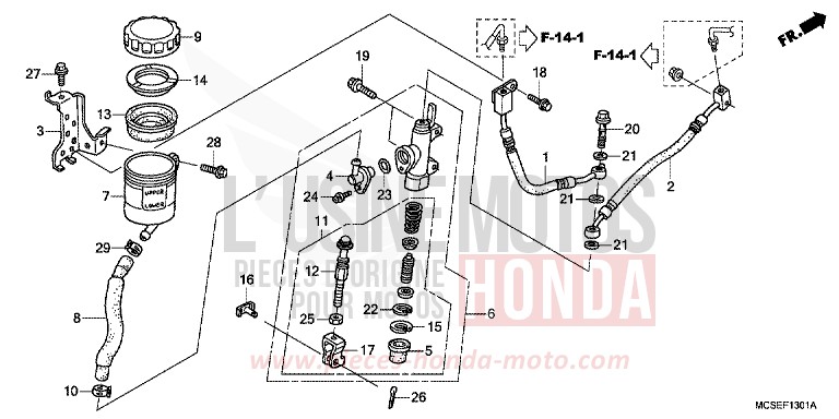 REAR BRAKE MASTER CYLINDER (ST1300A) for ST1300 DIGITAL SILVER METALLIC (NHA30) from 2009