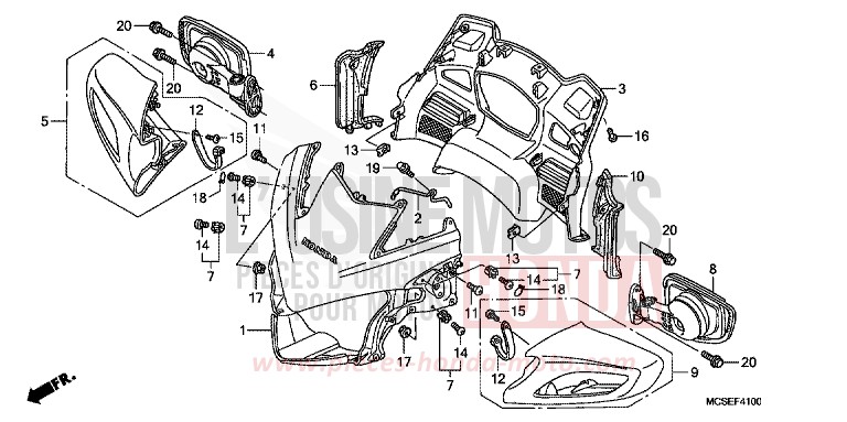 UPPER COWL for ST1300 DIGITAL SILVER METALLIC (NHA30) from 2009