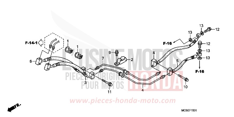 REAR BRAKE HOSE (ST1300A) for ST1300 PEARL COSMIC BLACK (NHA64) from 2009