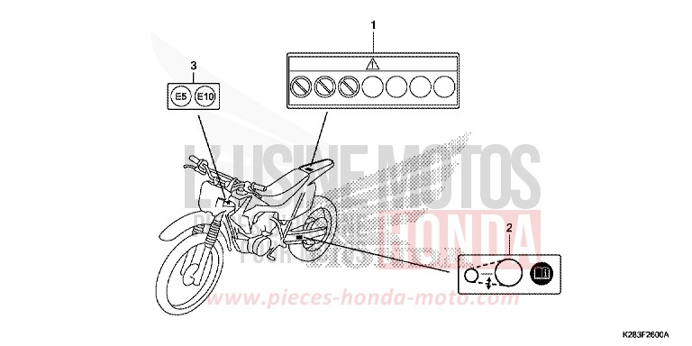 CAUTION LABEL for CRF125F EXTREME RED (R292) from 2014