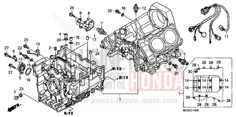 CRANKCASE for ST1300 ACHILLES BLACK METALLIC-U (NH124) from 2014