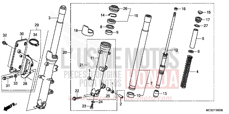 FRONT FORK for ST1300 ACHILLES BLACK METALLIC-U (NH124) from 2014
