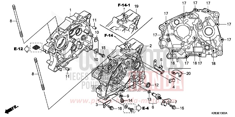 CRANKCASE for CRF125F EXTREME RED (R292) from 2019