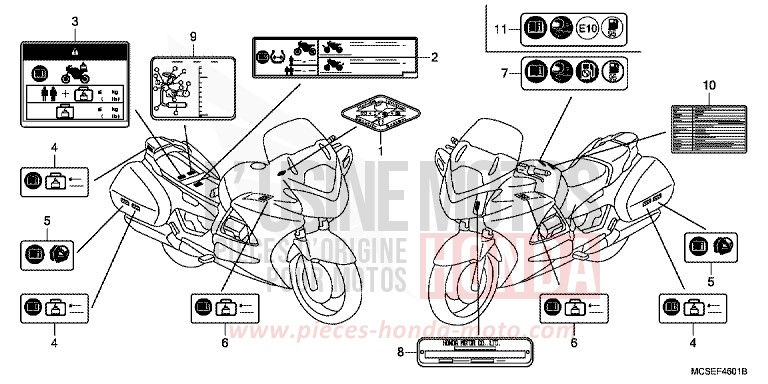 CAUTION LABEL (2) for ST1300 ACHILLES BLACK METALLIC-U (NH124A) from 2014