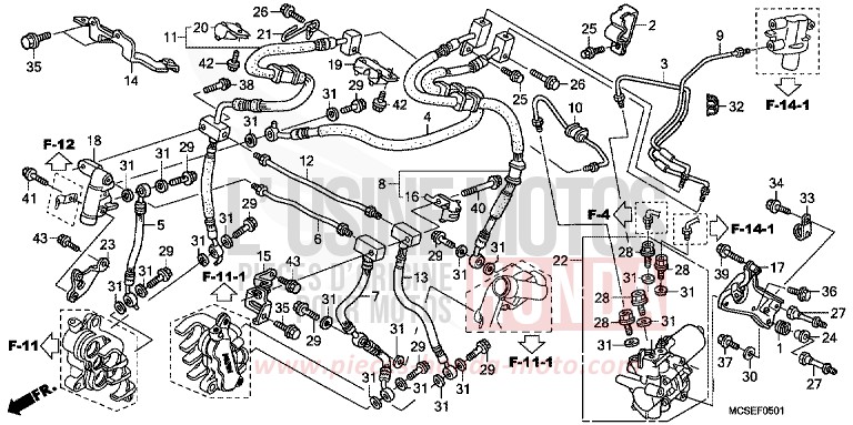 FRONT BRAKE HOSE (ST1300A) for ST1300 CANDY ALIZARIN RED (R345) from 2014