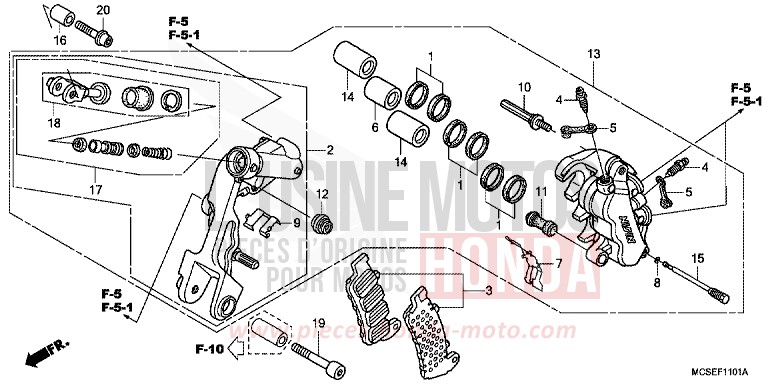 LEFT FRONT BRAKE CALIPER for ST1300 CANDY ALIZARIN RED (R345) from 2014