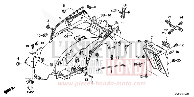 REAR FENDER for ST1300 DIGITAL SILVER METALLIC (NHA30) from 2014