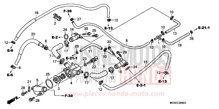 WATER PIPE for ST1300 DIGITAL SILVER METALLIC (NHA30A) from 2014