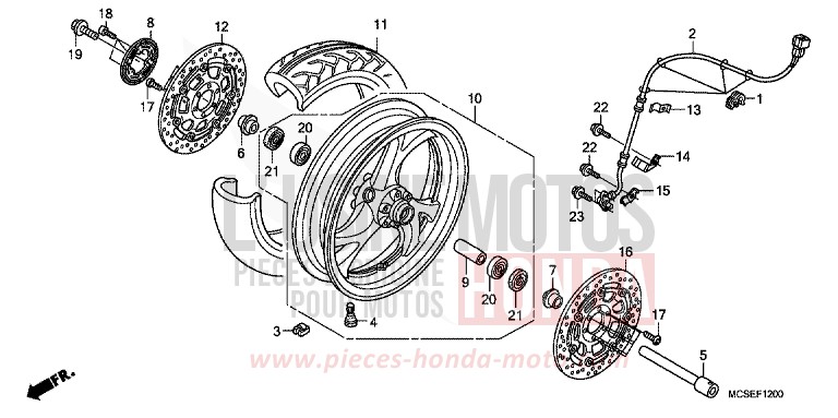 FRONT WHEEL for ST1300 DIGITAL SILVER METALLIC (NHA30A) from 2014