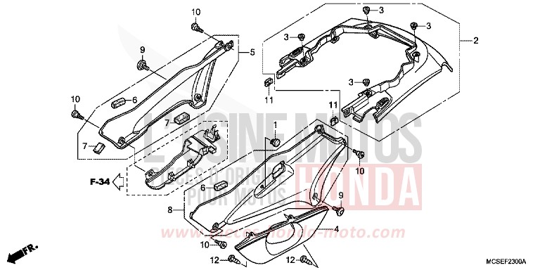 SIDE COVER/REAR COWL for ST1300 ION BLUE METALLIC (PB388) from 2014
