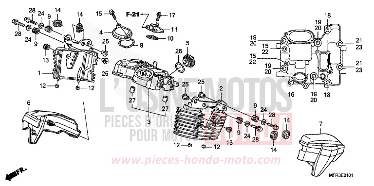 REAR CYLINDER HEAD COVER for VT1300CX GLINT WAVE BLUE METALLIC (B197) from 2010