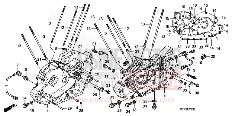CRANKCASE for VT1300CX GLINT WAVE BLUE METALLIC (B197) from 2010