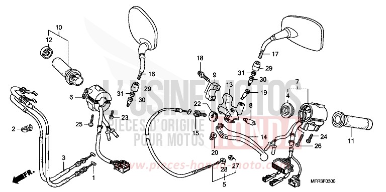 HANDLE SWITCH/CABLE for VT1300CX GLINT WAVE BLUE METALLIC (B197) from 2010