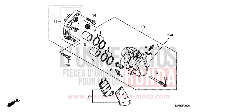 FRONT BRAKE CALIPER (VT1300CX) for VT1300CX GLINT WAVE BLUE METALLIC (B197) from 2010