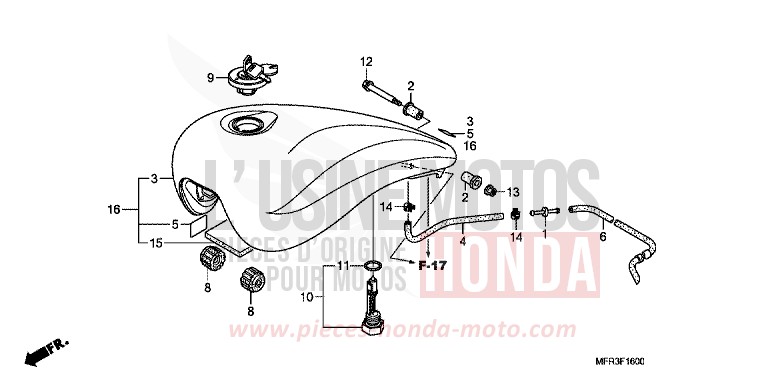 FUEL TANK for VT1300CX GLINT WAVE BLUE METALLIC (B197) from 2010