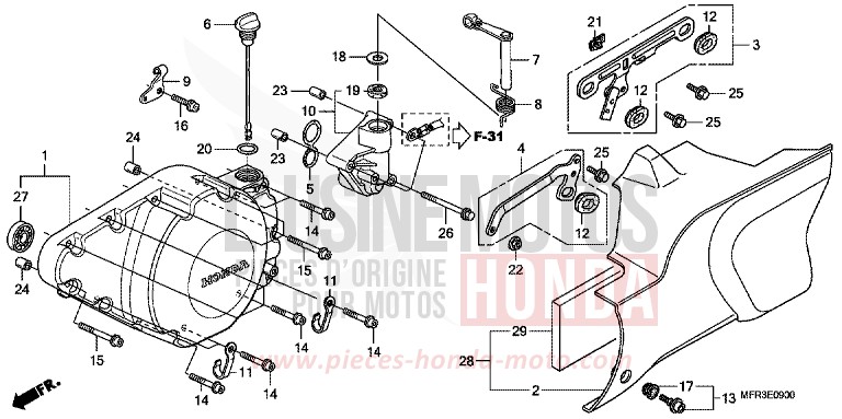 LEFT CRANKCASE COVER for VT1300CX GRAPHITE BLACK (NHB01) from 2010