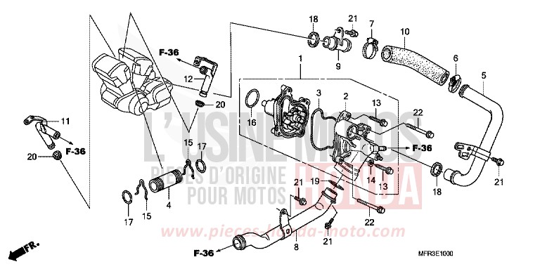WATER PUMP for VT1300CX GRAPHITE BLACK (NHB01) from 2010