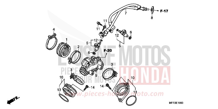 INTAKE MANIFOLD/INJECTOR for VT1300CX GRAPHITE BLACK (NHB01) from 2010
