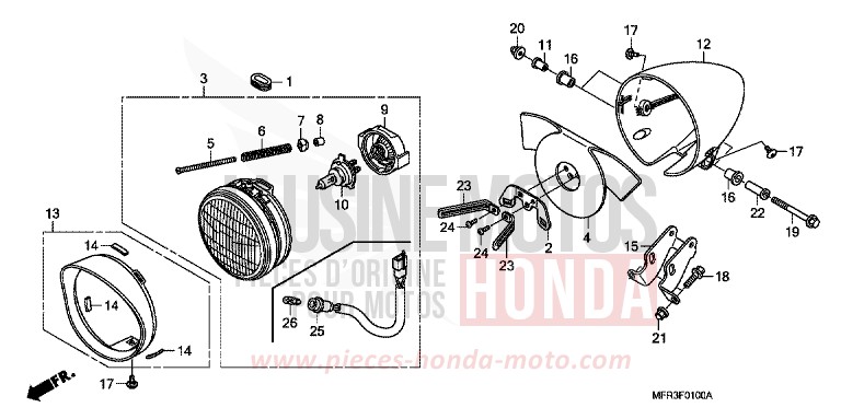 HEADLIGHT for VT1300CX GRAPHITE BLACK (NHB01) from 2010