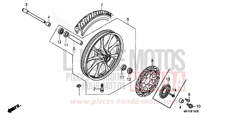 FRONT WHEEL for VT1300CX GRAPHITE BLACK (NHB01) from 2010