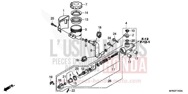 REAR BRAKE MASTER CYLINDER for VT1300CX GRAPHITE BLACK (NHB01) from 2010