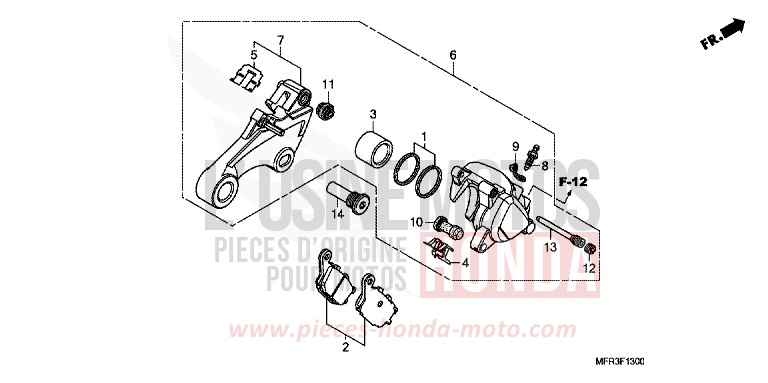 REAR BRAKE CALIPER (VT1300CX) for VT1300CX GRAPHITE BLACK (NHB01) from 2010