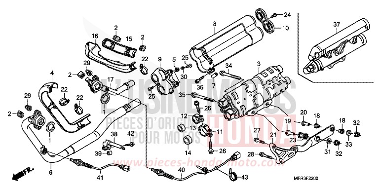 EXHAUST MUFFLER for VT1300CX GRAPHITE BLACK (NHB01) from 2010