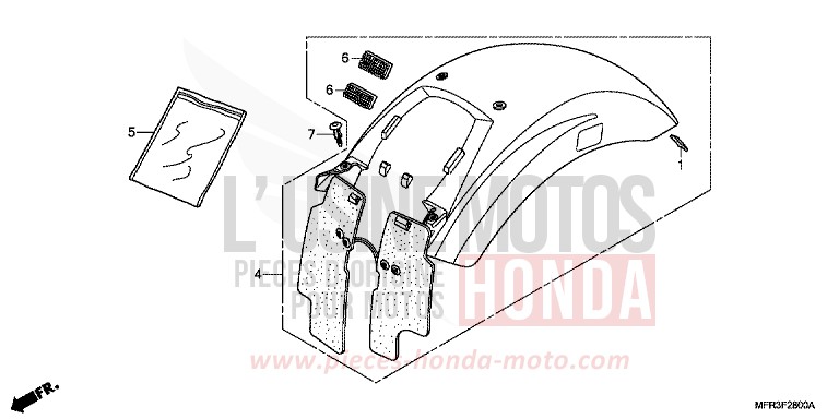 REAR FENDER for VT1300CX GRAPHITE BLACK (NHB01) from 2010