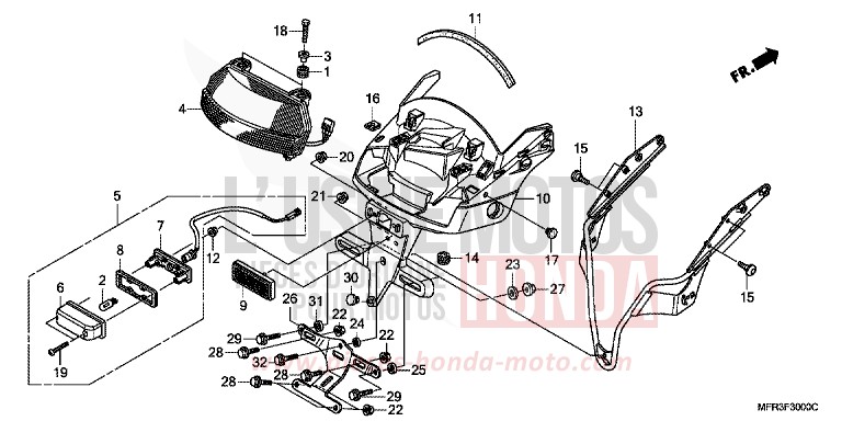 TAILLIGHT for VT1300CX GRAPHITE BLACK (NHB01) from 2010