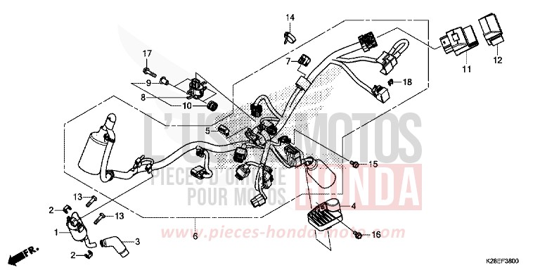 WIRE HARNESS for CRF125F EXTREME RED (R292) from 2022