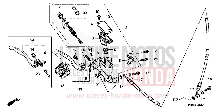 FR. BRAKE MASTER CYLINDER for CRF250R EXTREME RED (R292) from 2004