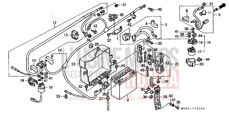 BATTERY (GL1500J/K) for Goldwing CANDY WINE BERRY RED-U (R114D) from 1988
