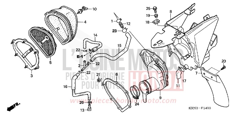 AIR CLEANER (CRF250R4/5) for CRF250R EXTREME RED (R292) from 2004