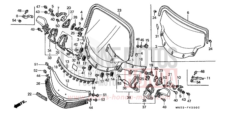 WIND SCREEN/BACK MIRROR (GL1500J/K/L/AM/AN) for Goldwing R114J (R114J) from 1988