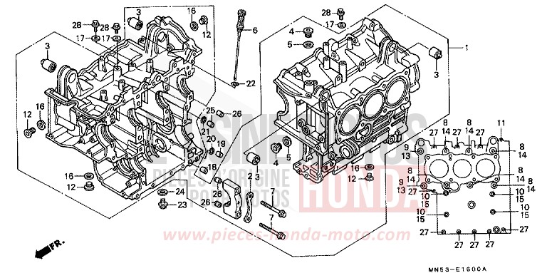CYLINDER BLOCK for Goldwing CANDY SPECTRA RED (R176) from 1989