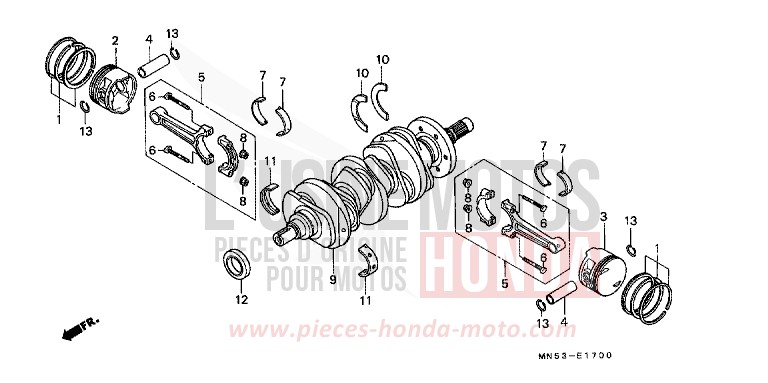 CRANKSHAFT/PISTON for Goldwing CANDY SPECTRA RED (R176) from 1989