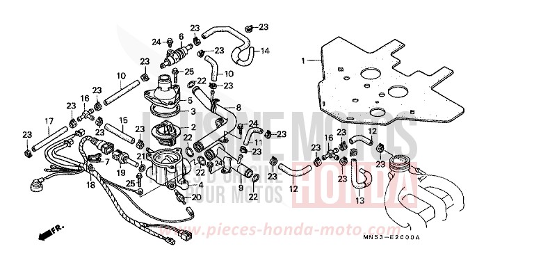 WATER PIPE/THERMOSTAT (GL1500J/K) for Goldwing CANDY SPECTRA RED (R176) from 1989